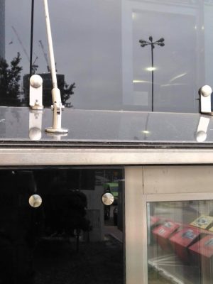 Glass canopy with drainage
