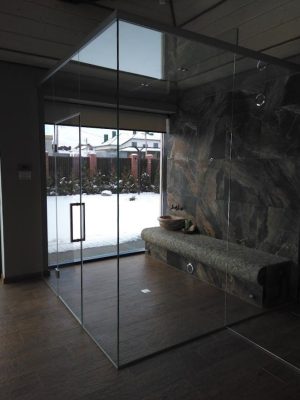 Hamam glass cabine box. Glass ceiling