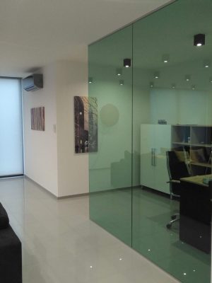 Frameless glass partition