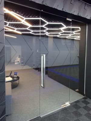 Glass office partitions