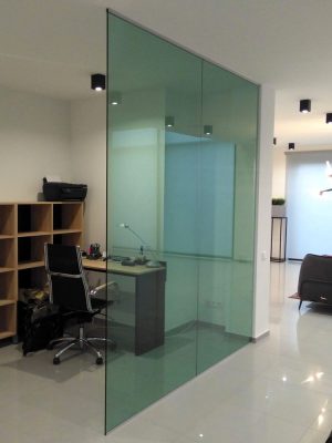 Tinted glass partition